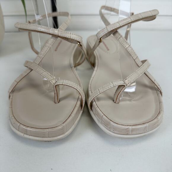 Anthropologie Marina Tan Croc Embossed Leather Strappy Sandals Womens Size‎ 8 - Picture 4 of 9
